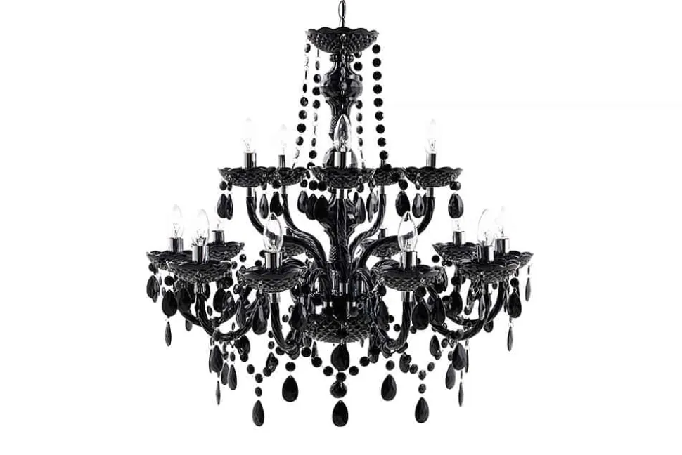 Design Kronleuchter BLACK CRYSTAL XL 80cm schwarz Acryl 15-armig Lüster