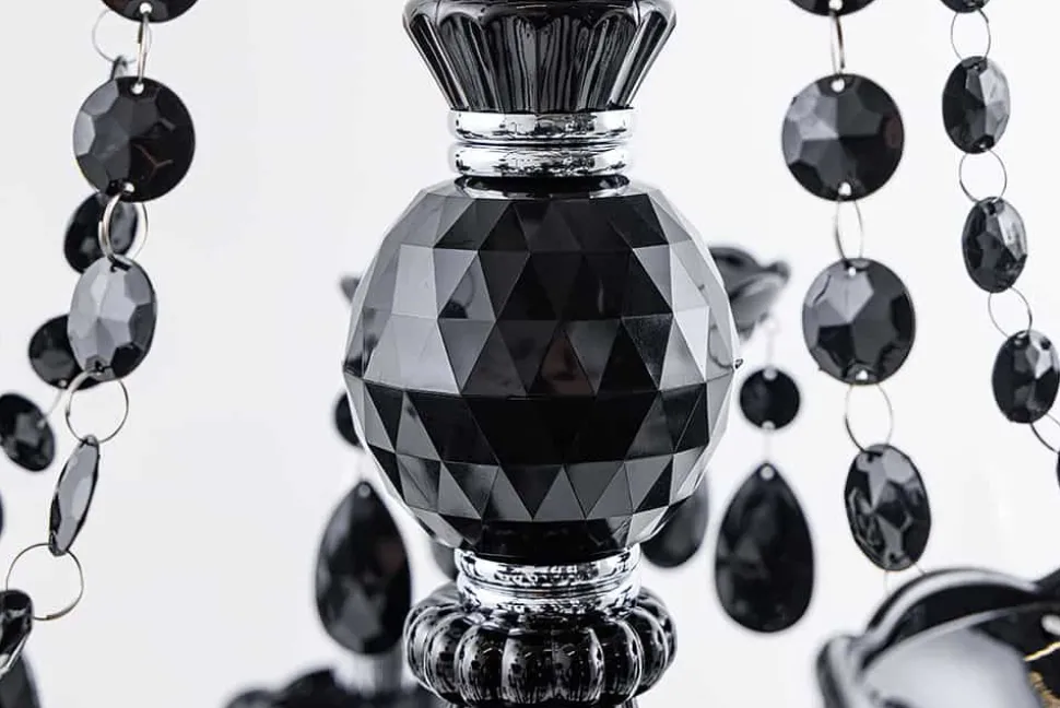 Design Kronleuchter BLACK CRYSTAL XL 80cm schwarz Acryl 15-armig Lüster