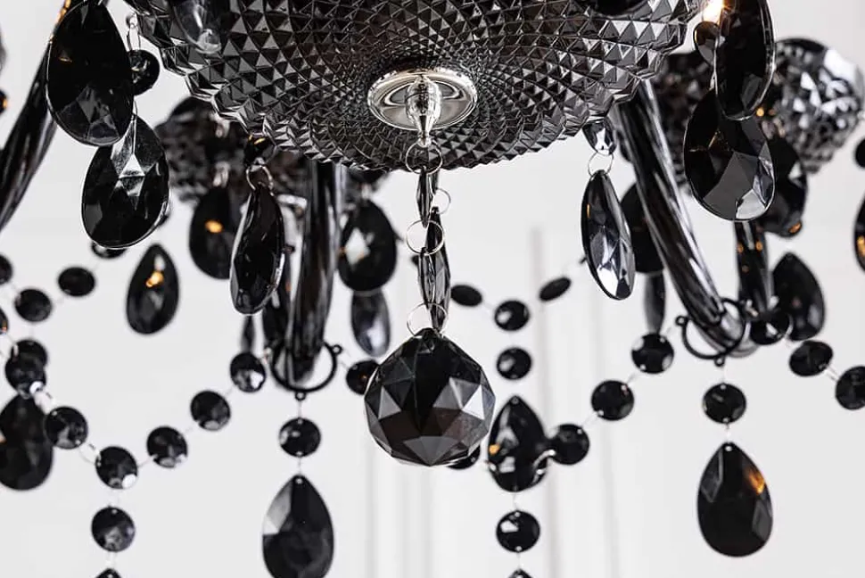 Design Kronleuchter BLACK CRYSTAL XL 80cm schwarz Acryl 15-armig Lüster