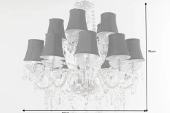 Design Kronleuchter CRYSTAL XL 80cm klar Acryl 15-armig Lüster schwarz mit Schirmen