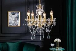 Design Kronleuchter DIAMONDS S 40cm gold Acryl 5-armig Barock Design