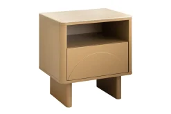 Design Nachttisch SAVOY 50cm grau beige greige Keramik Travertin Beistelltisch