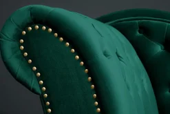 Design Récamière CHESTERFIELD 170cm smaragdgrün Samt Knopfheftung Nietenbesatz