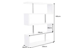 Design Regal SNAKE 165cm weiß Bücherregal Hochglanz mit fünf Böden
