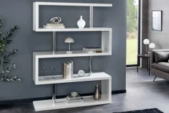 Design Regal SNAKE 165cm weiß Bücherregal Hochglanz mit fünf Böden