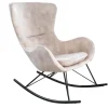 Design Schaukelstuhl SCANDINAVIA SWING champagner greige Samt Schaukelsessel