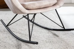 Design Schaukelstuhl SCANDINAVIA SWING champagner greige Samt Schaukelsessel