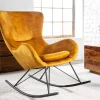 Design Schaukelstuhl SCANDINAVIA SWING senfgelb Samt Sessel