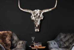 Design Schädel MATADOR 70cm silber Aluminium Wanddekoration