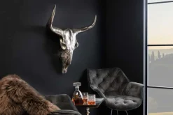 Design Schädel MATADOR 70cm silber Aluminium Wanddekoration