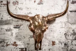 Design Schädel MATADOR 70cm kupfer geflammt Aluminium Wanddekoration