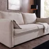 Design Schlafsofa APARTMENT 215cm beige Cord 3-Sitzer Couch inkl. Bettkasten Kissen