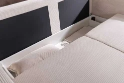 Design Schlafsofa APARTMENT 215cm beige Cord 3-Sitzer Couch inkl. Bettkasten Kissen