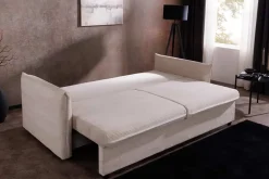 Design Schlafsofa APARTMENT 215cm beige Cord 3-Sitzer Couch inkl. Bettkasten Kissen