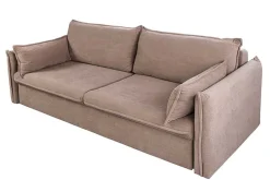 Design Schlafsofa APARTMENT 215cm taupe Cord 3-Sitzer Couch inkl. Bettkasten Kissen