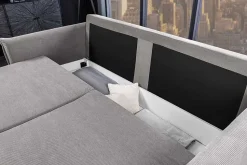 Design Schlafsofa APARTMENT 215cm grau Cord 3-Sitzer Couch inkl. Bettkasten Kissen