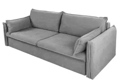 Design Schlafsofa APARTMENT 215cm grau Cord 3-Sitzer Couch inkl. Bettkasten Kissen