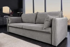 Design Schlafsofa APARTMENT 215cm grau Cord 3-Sitzer Couch inkl. Bettkasten Kissen