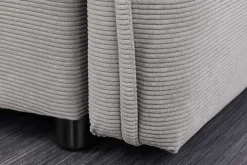 Design Schlafsofa APARTMENT 215cm grau Cord 3-Sitzer Couch inkl. Bettkasten Kissen