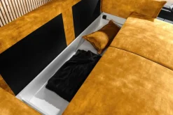 Design Schlafsofa APARTMENT 215cm senfgelb Samt 3-Sitzer Couch inkl. Bettkasten