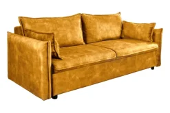 Design Schlafsofa APARTMENT 215cm senfgelb Samt 3-Sitzer Couch inkl. Bettkasten