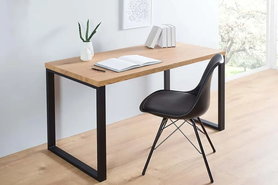 Design Schreibtisch OAK DESK 120cm Eiche Vintage Metallgestell schwarz