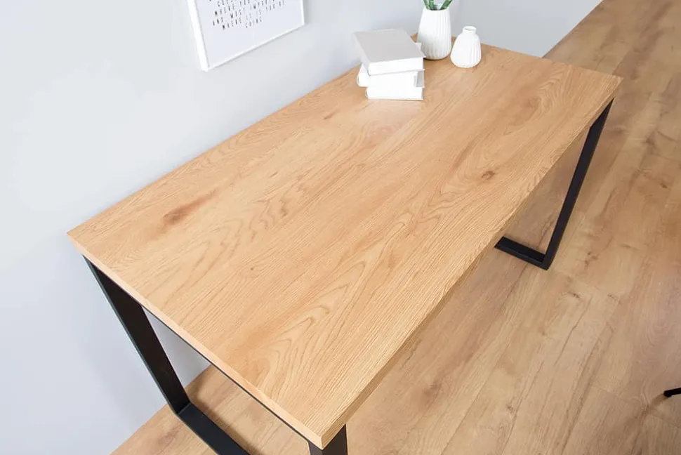 Design Schreibtisch OAK DESK 120cm Eiche Vintage Metallgestell schwarz