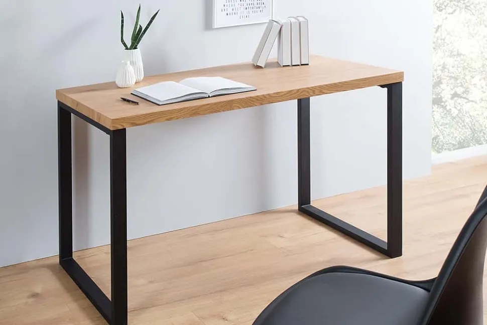 Design Schreibtisch OAK DESK 120cm Eiche Vintage Metallgestell schwarz