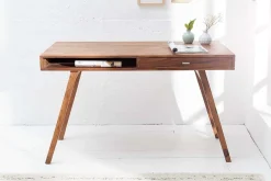 Design Schreibtisch RETRO 120cm braun Sheeshamholz stone finish Design Klassiker