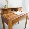 Design Sekretär HEMINGWAY M 90cm braun Sheesham Massivholz stone finish Schreibtisch