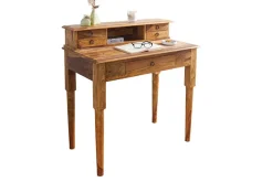 Design Sekretär HEMINGWAY M 90cm braun Sheesham Massivholz stone finish Schreibtisch