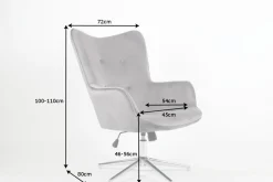 Design Sessel MR. LOUNGER grau chrom Samt höhenverstellbar drehbar Retro