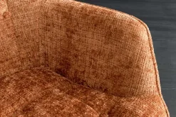 Design Sessel SCANDINAVIA rost braun Chenille Cremona schwarz Metall mit Armlehne