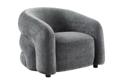 Design Sessel VOGUE 95cm grau Chenille mit Armlehnen und Nosagfederung