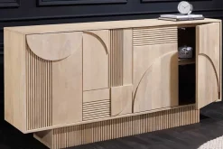 Design Sideboard ART DECO 170cm weiß gekälkt Mangoholz massiv 3D-Front