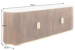 Design Sideboard GATSBY 170cm braun gold Mangoholz weiße Marmorplatte