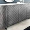 Design Sideboard REFLECTION 150cm weiß Keramik Marmor anthrazit 3D Effekt brushed Finish