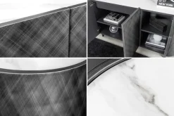 Design Sideboard REFLECTION 150cm weiß Keramik Marmor anthrazit 3D Effekt brushed Finish
