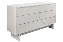 Design Sideboard SAVOY 150cm kaschmir weiß Marmor Keramik mit sechs Schubladen