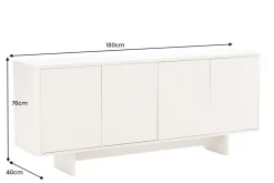 Design Sideboard SAVOY 180cm kaschmir weiß Marmor Keramik mit Stauraum und 3D-Front