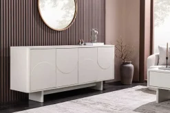 Design Sideboard SAVOY 180cm kaschmir weiß Marmor Keramik mit Stauraum und 3D-Front