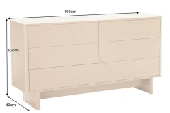 Design Sideboard SAVOY 150cm grau beige greige Keramik Travertin mit sechs Schubladen