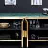 Design Sideboard VENEZIANO 160cm messing grün Marmorplatte Mangoholz Retro