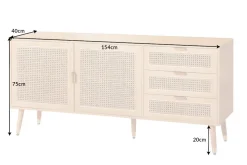 Design Sideboard VIENNA 155cm Wiener Geflecht Rattan Kommode mit Schubladen