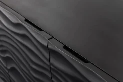Design Sideboard WAVE 160cm schwarz Mangoholz Massivholz mattgold Metallbeine