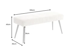Design Sitzbank BOUTIQUE 100cm beige Cord schwarze Metallbeine Polsterbank