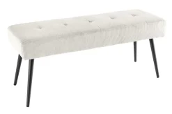 Design Sitzbank BOUTIQUE 100cm beige Cord schwarze Metallbeine Polsterbank