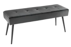 Design Sitzbank BOUTIQUE 100cm dunkelgrau Samt schwarze Metallbeine