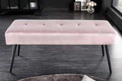 Design Sitzbank BOUTIQUE 100cm rosa Samt schwarze Metallbeine