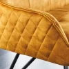 Design Sitzbank EUPHORIA 160cm senfgelb Samt Retrostil Ziersteppung Hairpin Legs Metallbeine Armlehnen